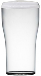 Elite Polycarbonate Plastic 2 Pint Tulip With Lid - Box of 18